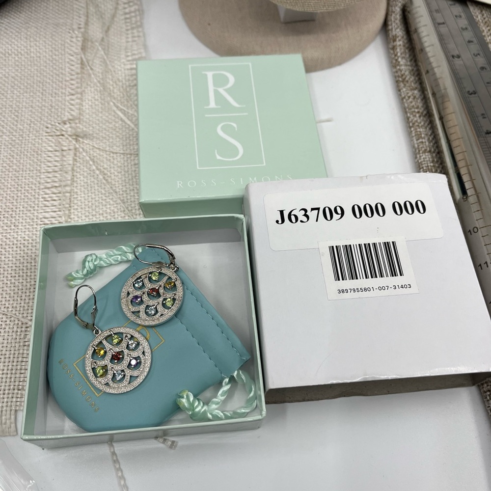 Vintage Ross-Simons Real Sterling Silver Multi-Gemstone Earrings - Picture 8 of 16